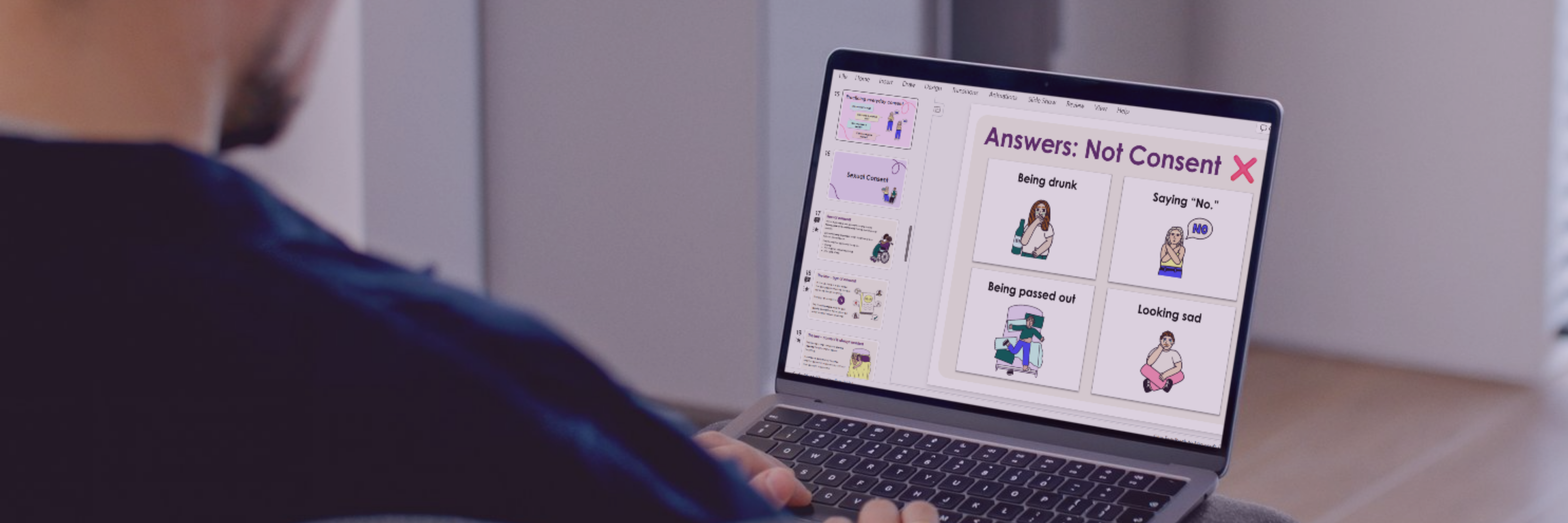 Laptop screen showing a consent lesson