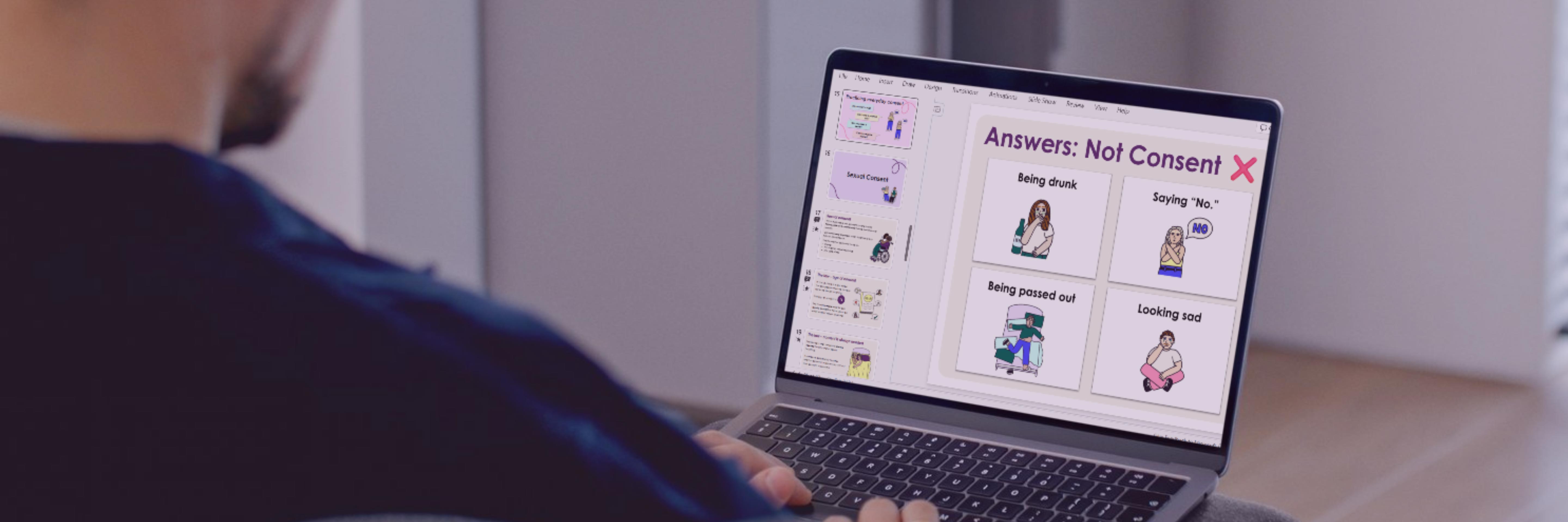 Laptop screen showing a consent lesson